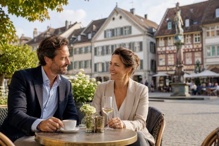 Ein sympathisches Paar bei einem entspannten Date in der Winterthurer Altstadt